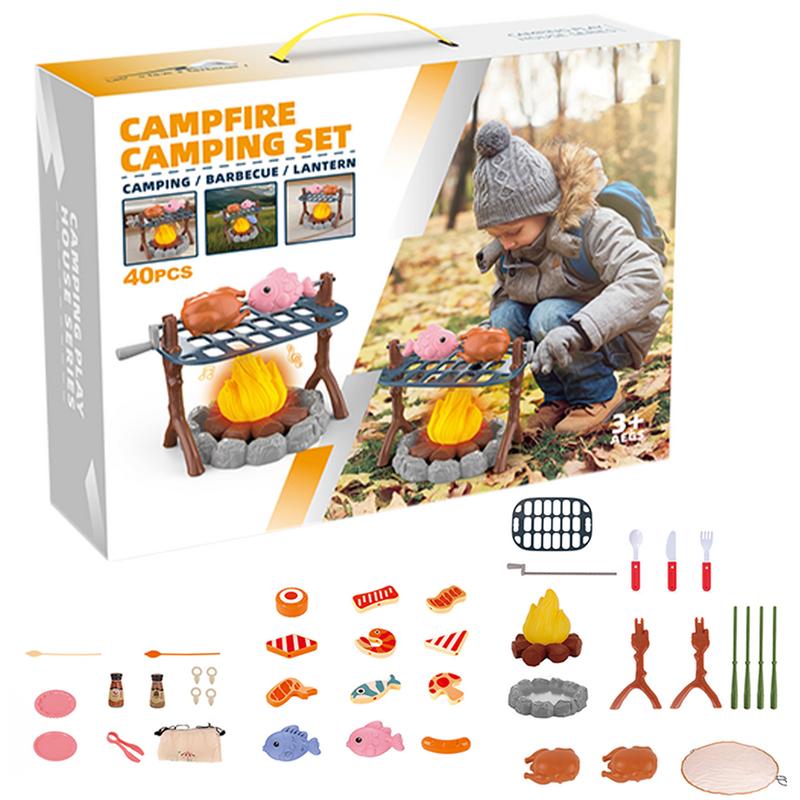 Kids Outdoor Grill Set - Kids Pretend Camping Set Mini Food