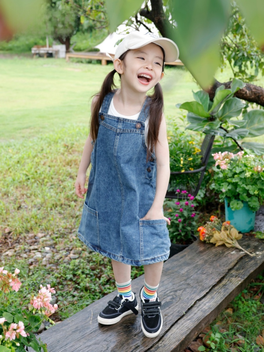Kids Outdoor Overalls - Girls Outdoor Camping Denim Overalls Skirt
