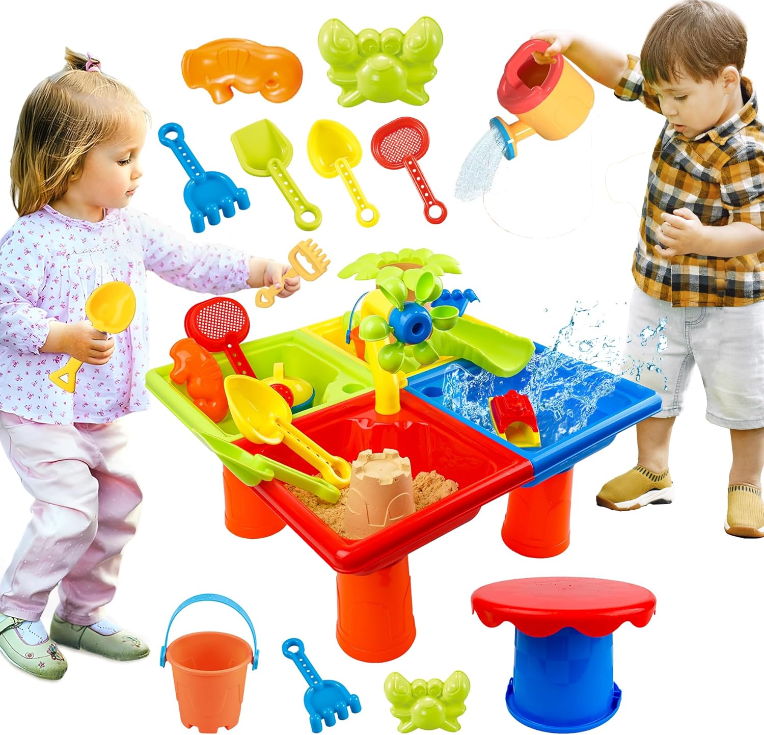 Kids Outdoor Sensory Table - 4 In 1 Kids Water and