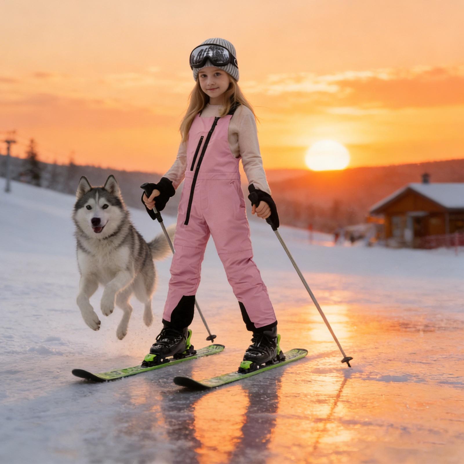 Kids Outdoor Overalls - Kids Winter Snowsuit Overalls, Waterproof Insulated