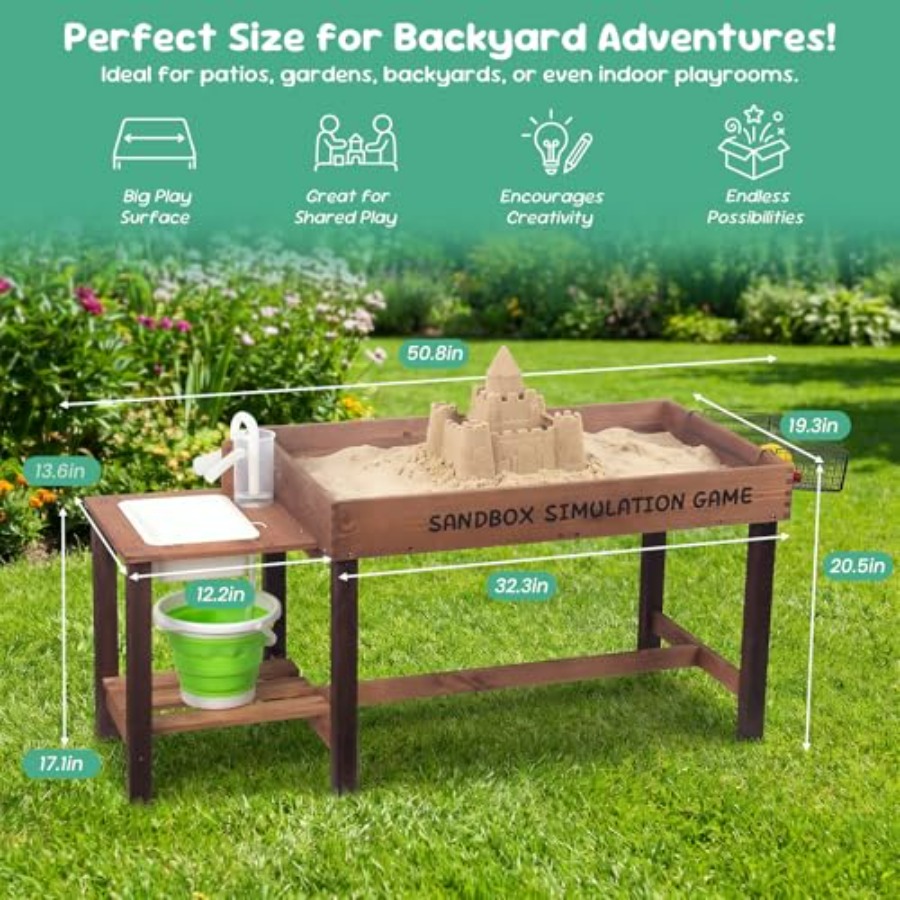 Outdoor wooden sand table for  - огляд і ціна Kids Outdoor Sensory Table